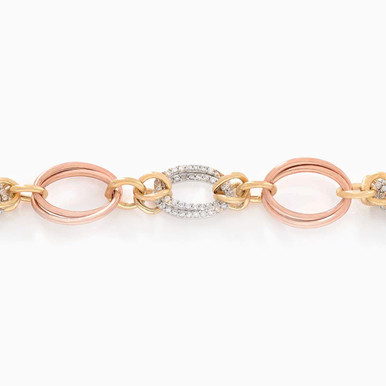 Links Cubic Zirconia Chain Bracelet in 18K Gold - 11010650008