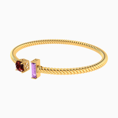 Multishaped Colored Stones Cuff Bracelet in 18K Gold - 21009110174
