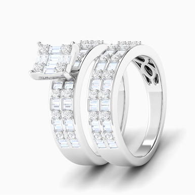 Square Diamond Twin Rings in 18K Gold - RN405616W18DI1
