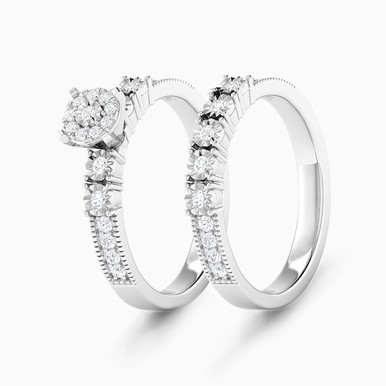 Circle Diamond Twin Rings in 18K Gold - RN402194W18DI1
