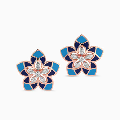 Flower Diamond Stud Earrings in 18K Gold - KE603666 Flower Diamond Stud Earrings in 18K Gold - KE603666
