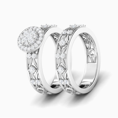 Circle Diamond Twin Rings in 18K Gold - RN122751W18DI1