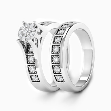 Circle Diamond Twin Rings in 18K Gold - RN409106W18DI1