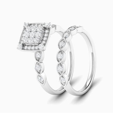 Square Diamond Twin Rings in 18K Gold - RN405453W18DI1 Square Diamond Twin Rings in 18K Gold - RN405453W18DI1