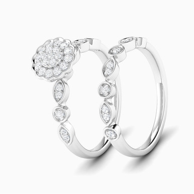 Circle Diamond Twin Rings in 18K Gold - RN405448W18DI1