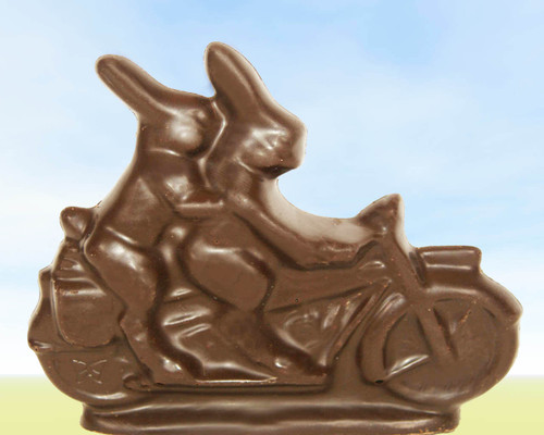 3.5oz Solid Chocolate Rabbits on Cycle