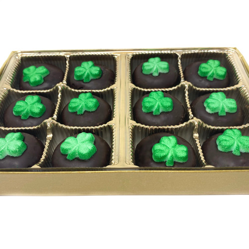 Dark Chocolate Decorated Shamrock Mints