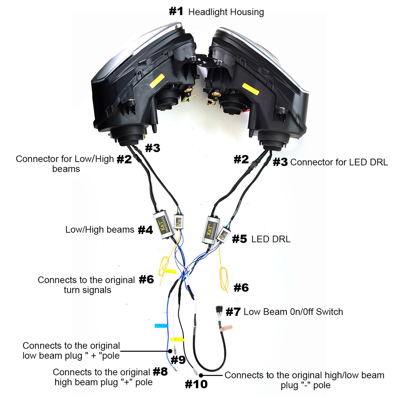 Honda GoldWing GL1800 full LED Headlight 20012017 V2