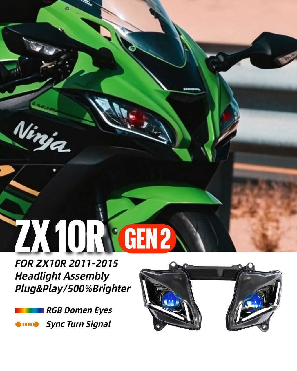 Kawasaki Ninja ZX10R Full LED Headlight 2011-2015 V2