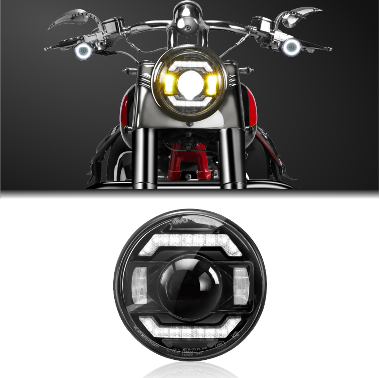 Harley-Davidson ヘッドライト 円形 クリア 7'' Classic Round LED Motorcycle Headlight Headlamp For