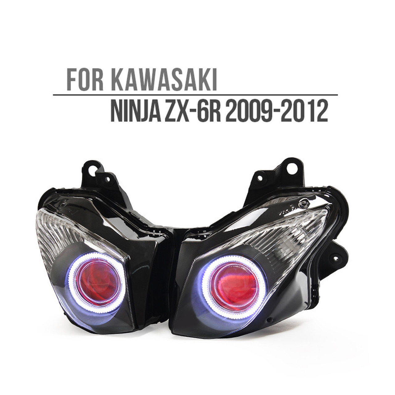 Fit for Kawasaki Ninja ZX6R 2009-2012 LED Angel Eye Headlight Assembly