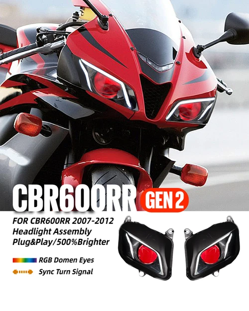 Fit for Honda CBR600RR 2007-2012 LED Optical Fiber Headlight Assembly V3