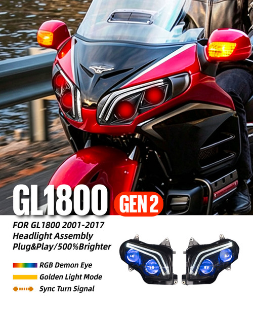 Fit for Honda GoldWing GL1800 2001-2017 Full LED Headlight Assembly V2