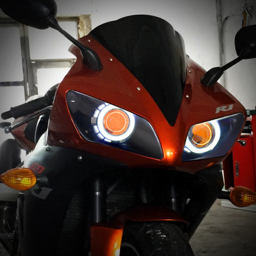 Fit For Yamaha R1 2002-2003 LED Dual Angel Eye Headlight Assembly