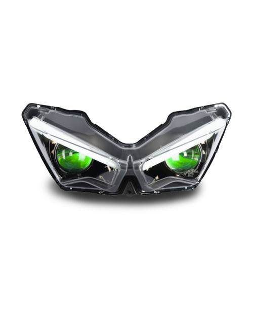 KT Full LED Headlight Assembly for Kawasaki Ninja 400 2018-2026 | Multi-Color Demon Eye & Low Beam Switch | E-MARK Approved