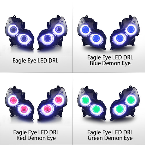 Fit for Kawasaki Ninja ZX14R /ZZR1400 2006-2011 LED Angel Eye Headlight  Assembly