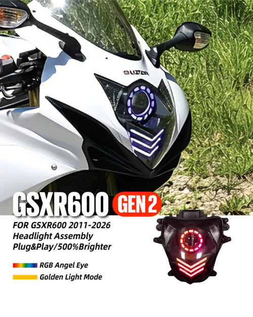 Fit for Suzuki GSXR600 2011-2026 LED Angel Eye Headlight Assembly