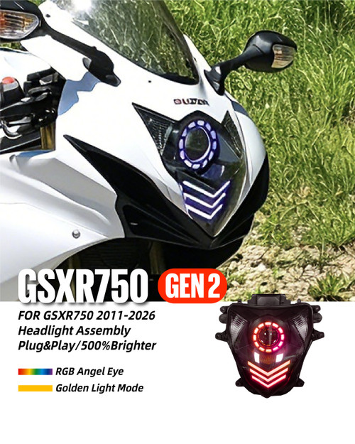 Fit for Suzuki GSXR750 2011-2026 LED Angel Eye Headlight Assembly