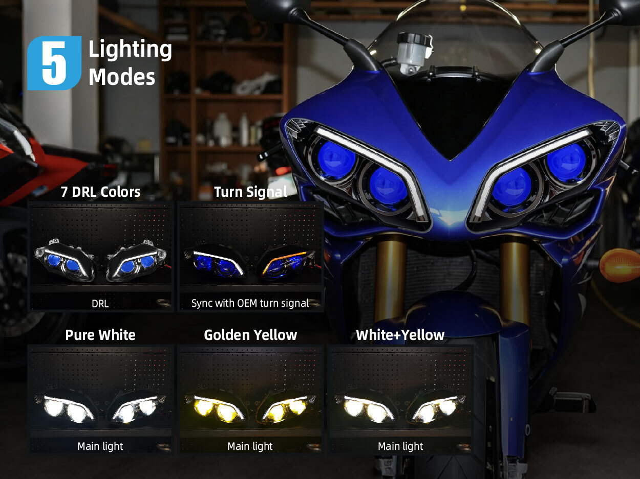 Yamaha YZF R1 LED & HID headlight 2007 2008