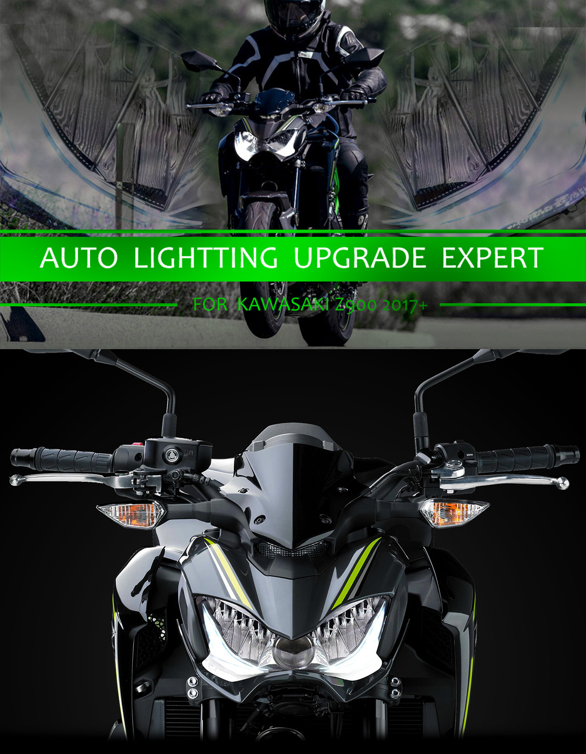 KT Full LED Headlight Assembly for Kawasaki Z900 2017 2018 2019