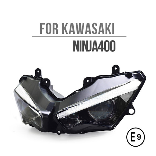 E-MARK Approved Fit for Kawasaki Ninja 400 2018+ Full LED Headlight Assembly