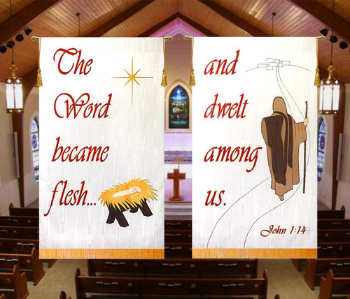White Background Advent Church Banner SET