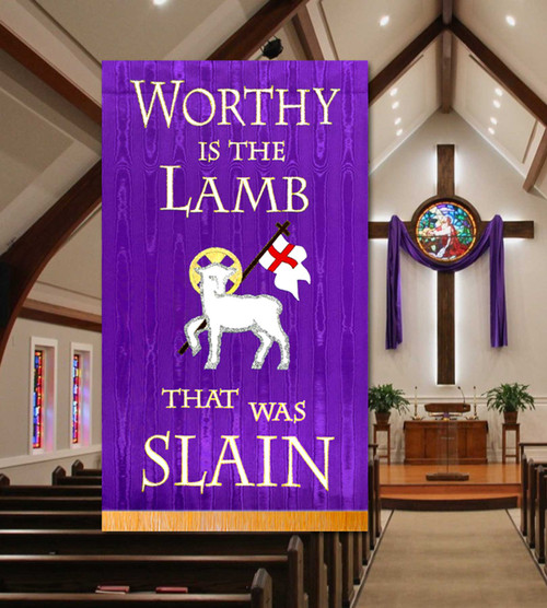 Worthy is the Lamb that was Slain - Church Worship Banner by Christian Banners