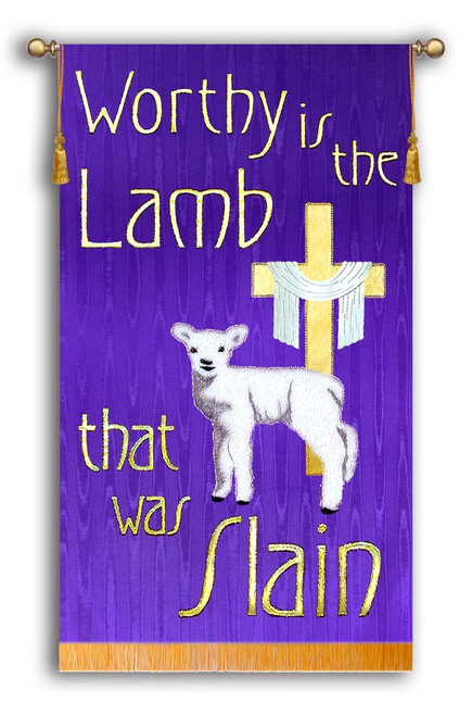 Worthy is the Lamb that was Slain church banner by Christian Banners