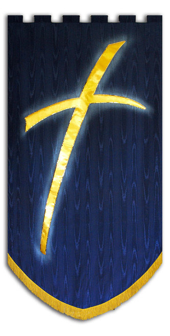 Modern Cross Symbol Praise Banner Navy