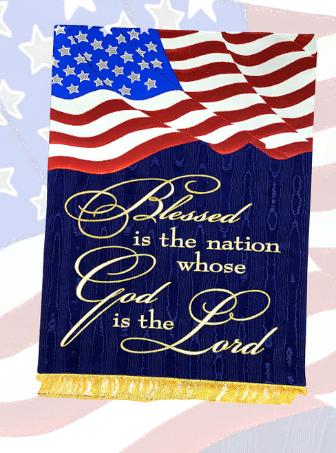 Blessed is the Nation whose God is the Lord with flag - Psalm 33:12