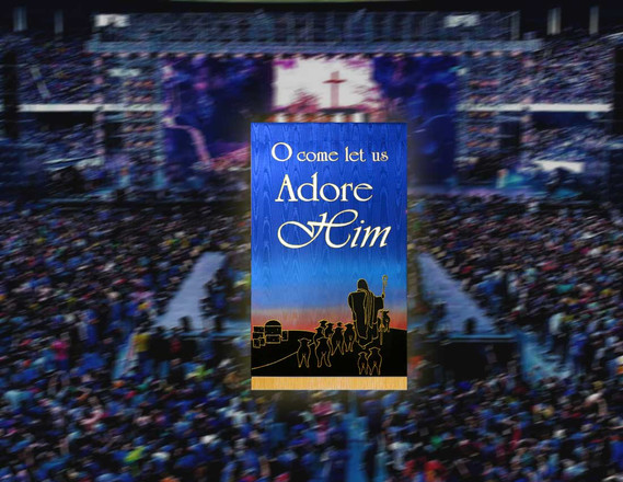 O Come let us adore Him Christmas Banner