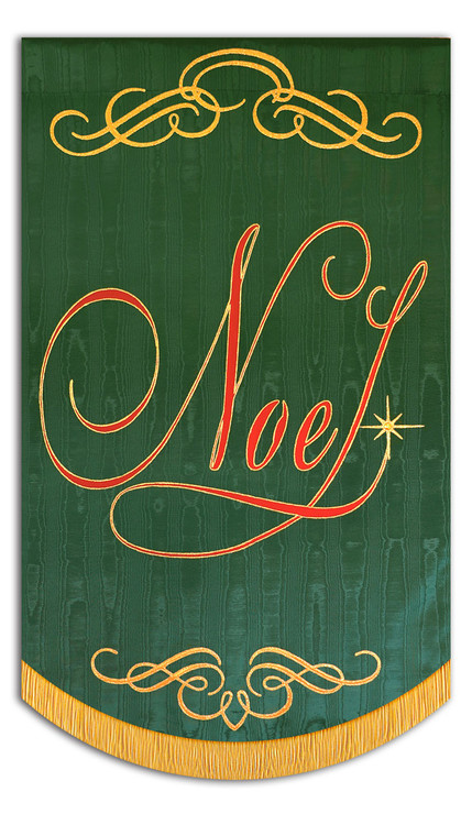 Church Christmas Banner Shown on Green Background