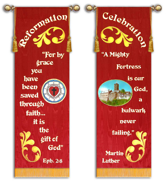 SET OF 2 - Reformation Celebration -For by Grace | A Mighty Fortress is our God - Martin Luther - Coburg fortress