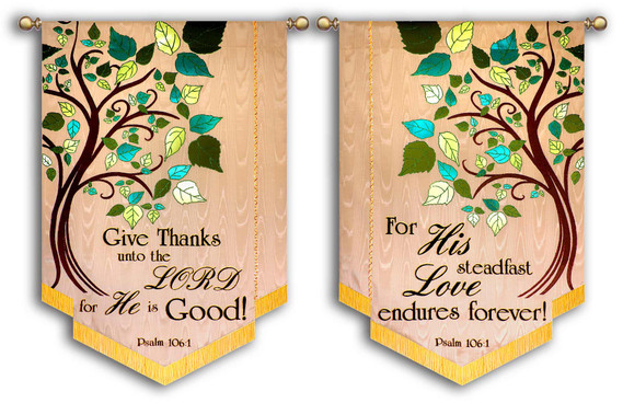 Set of 2 with side panels - Give Thanks unto the Lord - Psalm 106:1