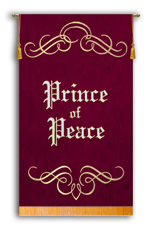 Gold scroll Peace church banner