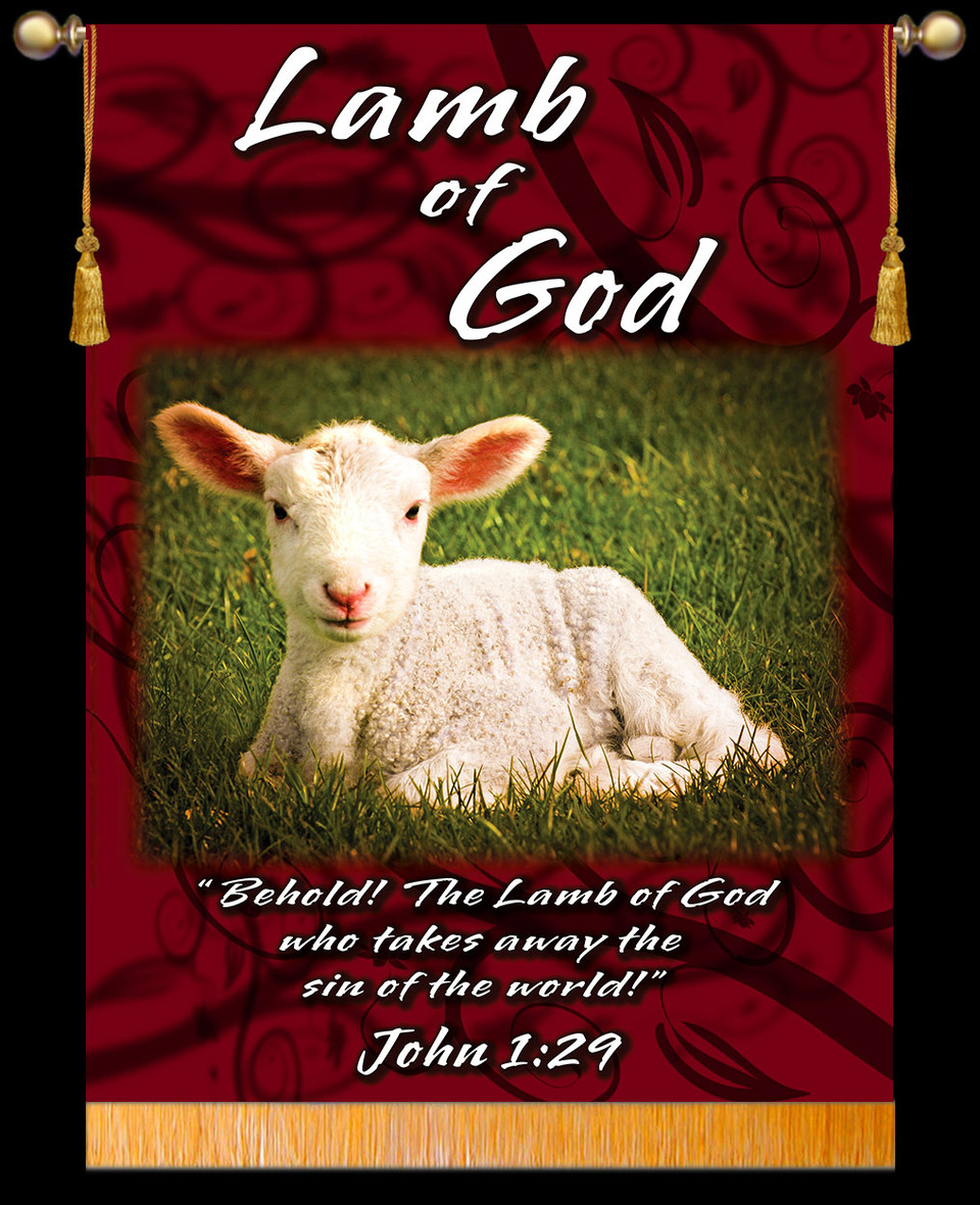 Lamb of God 2014 Burgundy Printed Banner Christian Banners for
