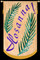 Palm Sunday Church Banner Shown on Gold Background with Purple Text and Green Leaves