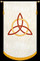 White with Burgundy Trinity Symbol, ROUND BOTTOM