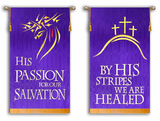 His Passion and By His Stripes Easter Church Banner Set