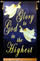 Blue banner with two angels and text reads Glory to God in the highest
