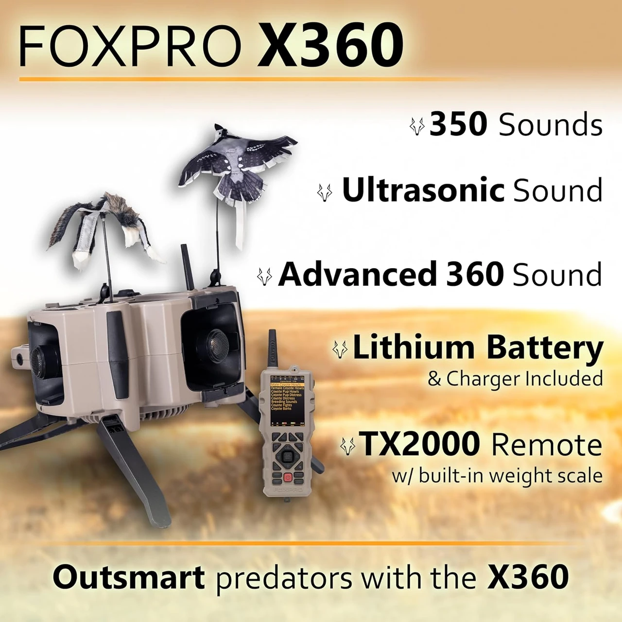 Remote Control Predator FOXPRO X360 Electronic Predator Call with TX-2000 Remote ...