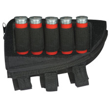 Shotgun Butt Stock Cheek Rest with Storage Pouch and Shell Loops Black