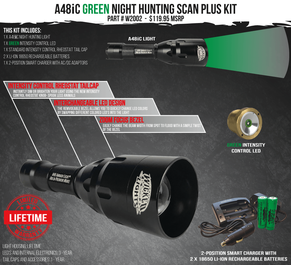 Wicked Lights A48iC Green Scan Plus Night Hunting Light Kit