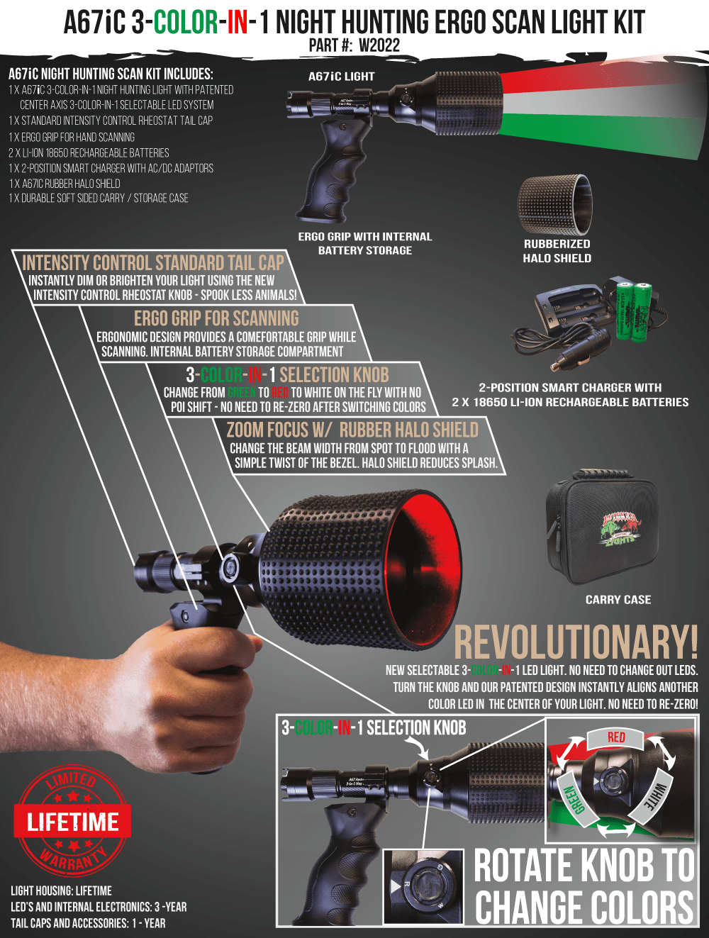 Wicked Lights A67iC Hand Scan Night Hunting Light kit