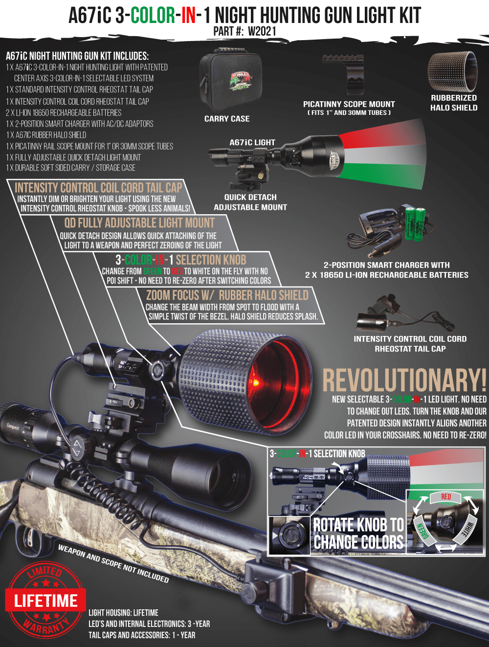 Wicked Lights A67iC Night Hunting Light Kit