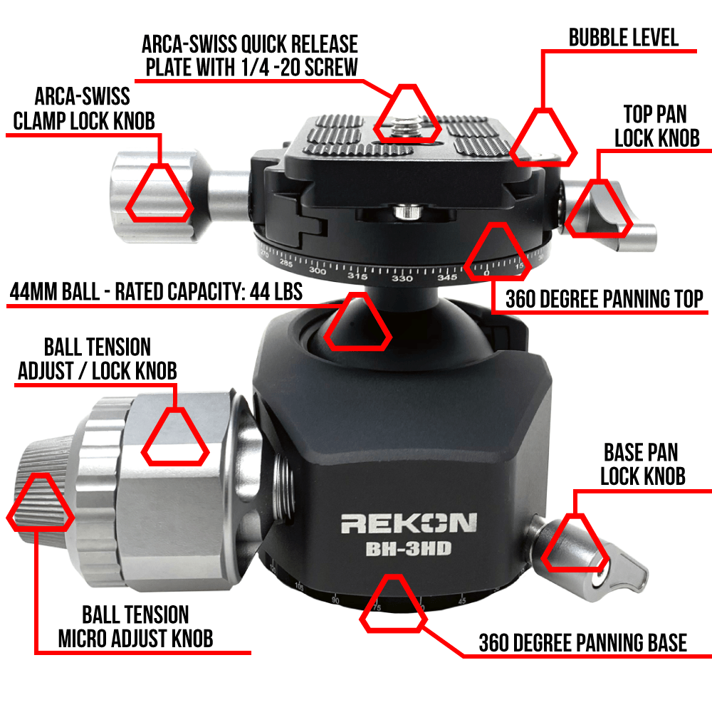 REKON BH-3HD Ball Head Features