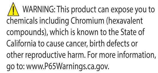 CA Prop 65 Chromium Warning