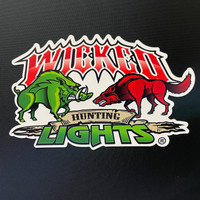 Wicked Hunting Lights X-Large 8" x 12" Color Logo Vehicle Window Decal 