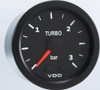 VDO Vision Part # 150-102 Turbo Boost, 0-3 Bar, Mechanical, 1/8-27 Thread Connection, 52mm (2 1/16") Diameter. Thru-dial Lighting w/ Lighted Pointer, 12 Volt Lighted. Requires Accessory Line Kit.