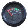 VDO Cockpit International Series Part # 332-933 Voltmeter, 18 - 32 Volt, 52mm (2 1/16") Diameter. Halo Lighting w/ Red Pointer, 24 Volt Lighted. .250" Male Spade Connectors For 24 Volt Systems.